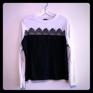 Talbots crew neck lace detail sweater